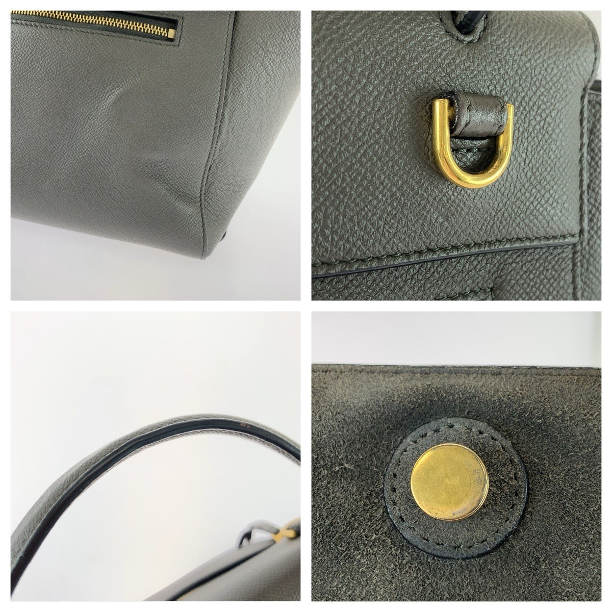 CELINE セリーヌ ベルトバッグ グレー ゴールド金具 レザー S-MP-31396 ハンドバッグ ショルダーバッグ 2WAY レディース ABP103