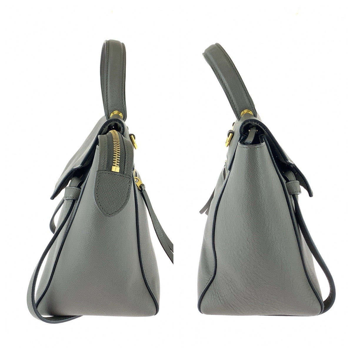 CELINE セリーヌ ベルトバッグ グレー ゴールド金具 レザー S-MP-31396 ハンドバッグ ショルダーバッグ 2WAY レディース ABP103