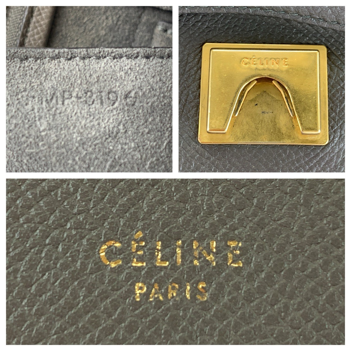 CELINE セリーヌ ベルトバッグ グレー ゴールド金具 レザー S-MP-31396 ハンドバッグ ショルダーバッグ 2WAY レディース ABP103