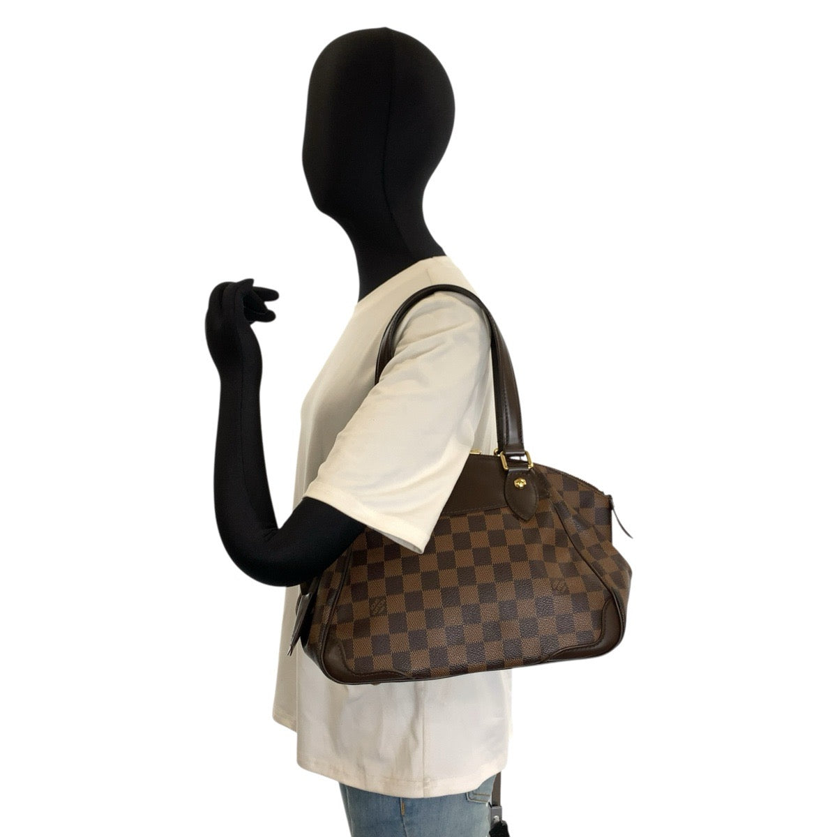 LOUIS VUITTON ルイヴィトン ダミエ ヴェローナ PM ブラウン ゴールド金具 PVC N41117 ハンドバッグ トートバッグ ショルダーバッグ レディース ABP100