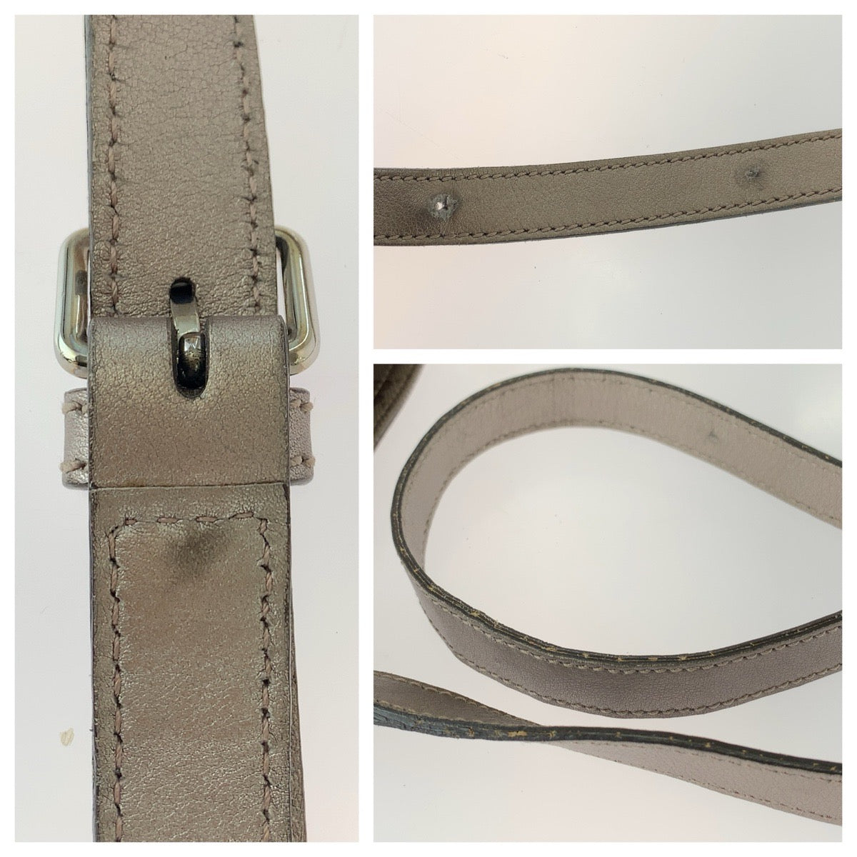 GUCCI グッチ GGインプリメ ベージュ メタリックベージュ シルバー金具 PVC 201538 ショルダーバッグ ポシェット レディース B45