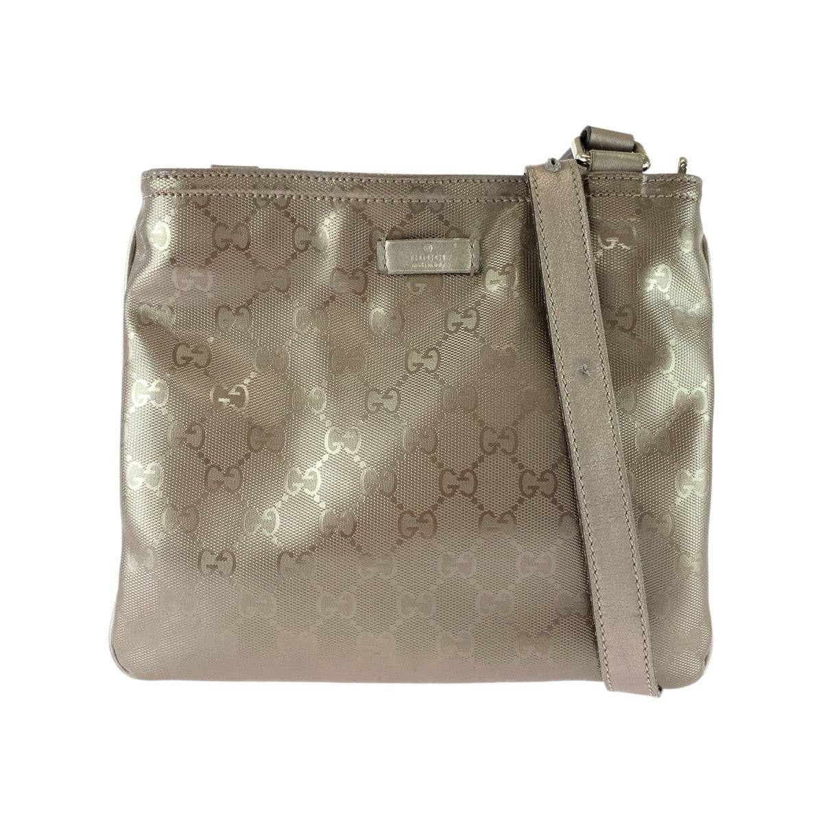 GUCCI グッチ GGインプリメ ベージュ メタリックベージュ シルバー金具 PVC 201538 ショルダーバッグ ポシェット レディース B45