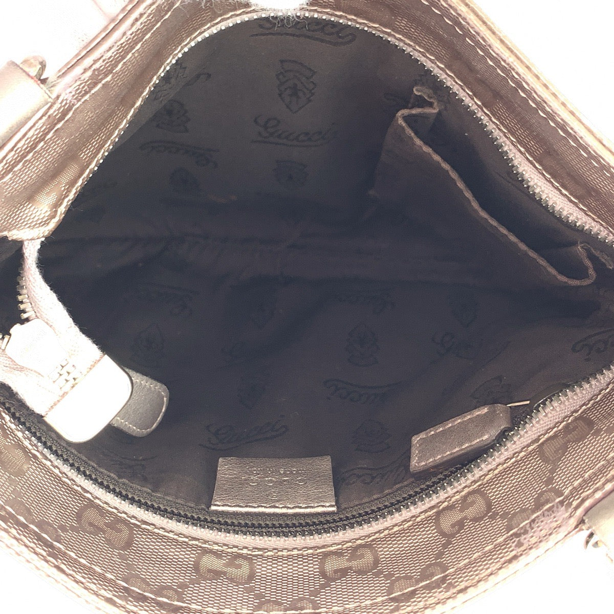 GUCCI グッチ GGインプリメ ベージュ メタリックベージュ シルバー金具 PVC 201538 ショルダーバッグ ポシェット レディース B45