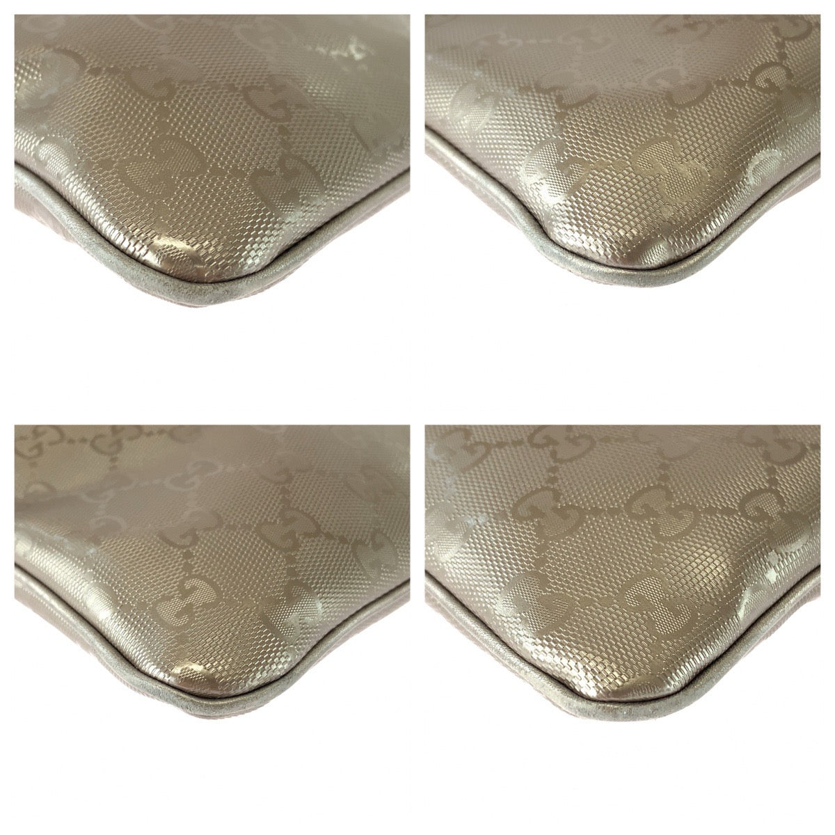 GUCCI グッチ GGインプリメ ベージュ メタリックベージュ シルバー金具 PVC 201538 ショルダーバッグ ポシェット レディース B45
