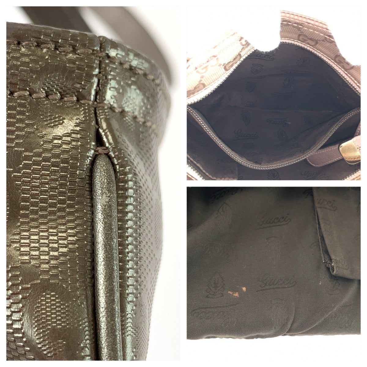 GUCCI グッチ GGインプリメ ベージュ メタリックベージュ シルバー金具 PVC 201538 ショルダーバッグ ポシェット レディース B45