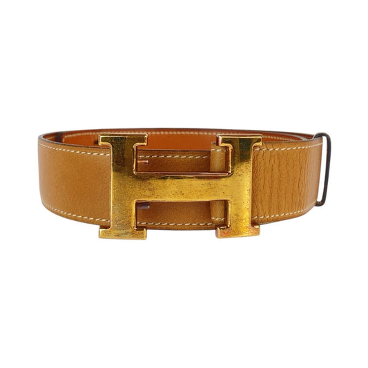 HERMES エルメス ヴィンテージ Hベルト コンスタンス ブラウン キャメル ゴールド金具 レザー ベルト Y刻印 レディース B33