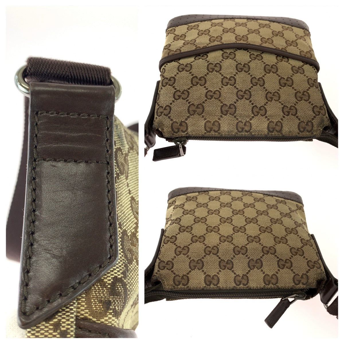 GUCCI グッチ ブラウン シルバー金具 GGキャンバス / レザー 147671 ショルダーバッグ ポシェット レディース B23
