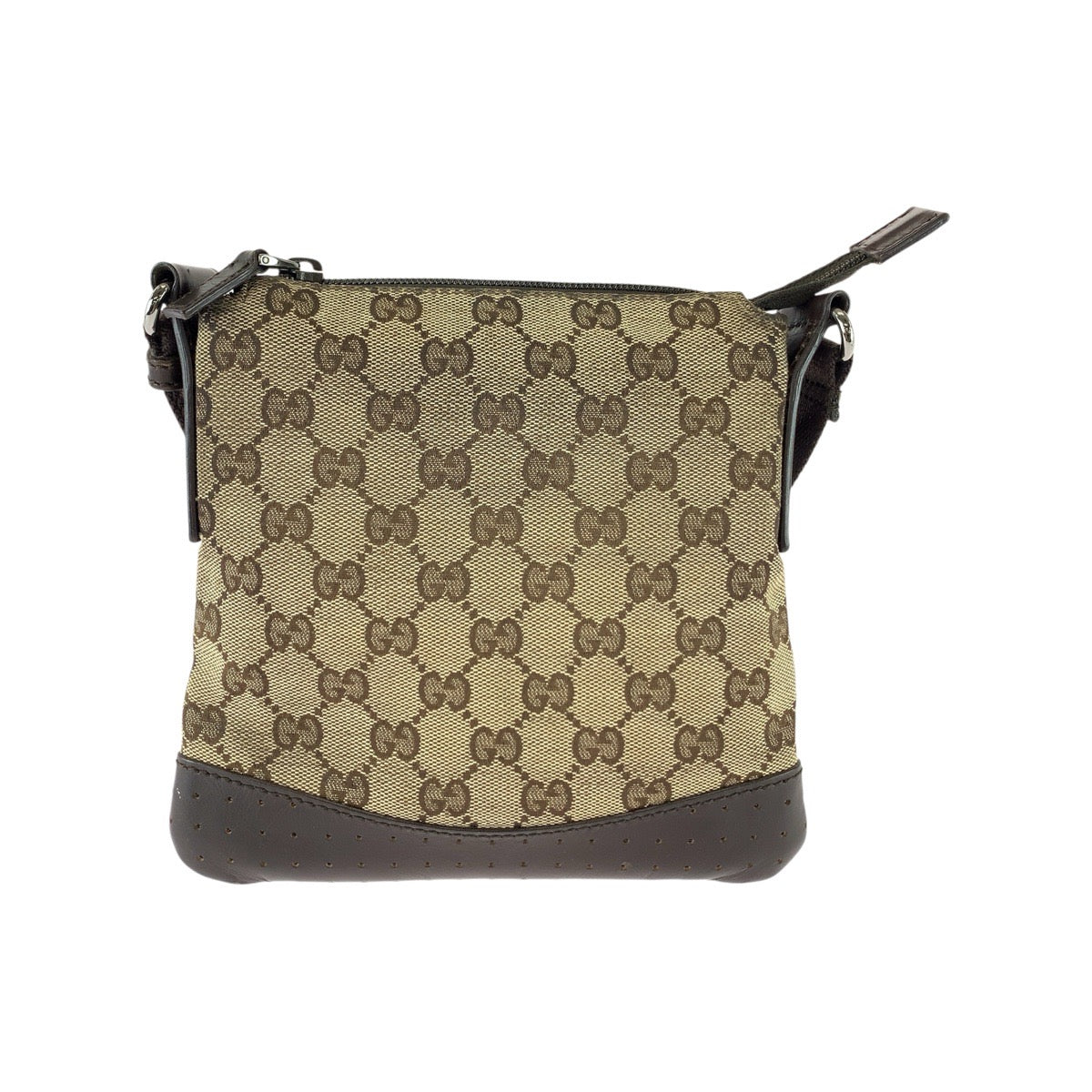 GUCCI グッチ ブラウン シルバー金具 GGキャンバス / レザー 147671 ショルダーバッグ ポシェット レディース B23