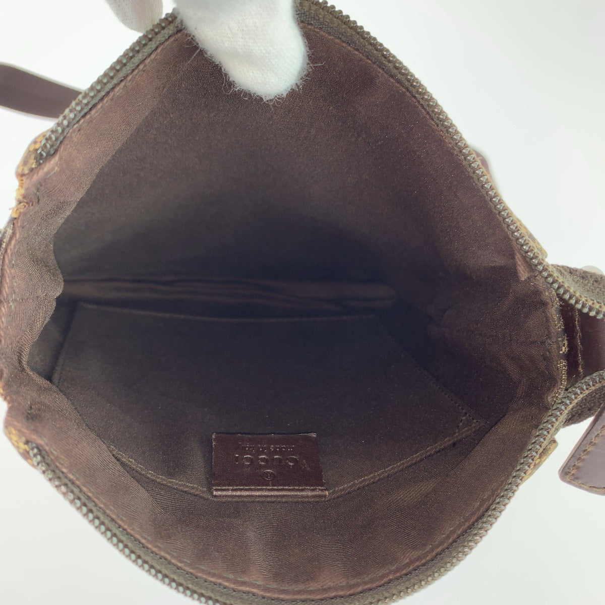 GUCCI グッチ ブラウン シルバー金具 GGキャンバス / レザー 147671 ショルダーバッグ ポシェット レディース B23