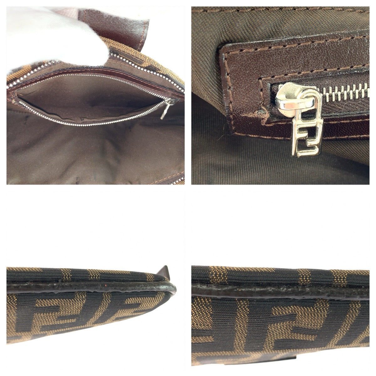 FENDI フェンディ ヴィンテージ ズッカ ブラウン シルバー金具 キャンバス / レザー 26685 ショルダーバッグ レディース ABP92