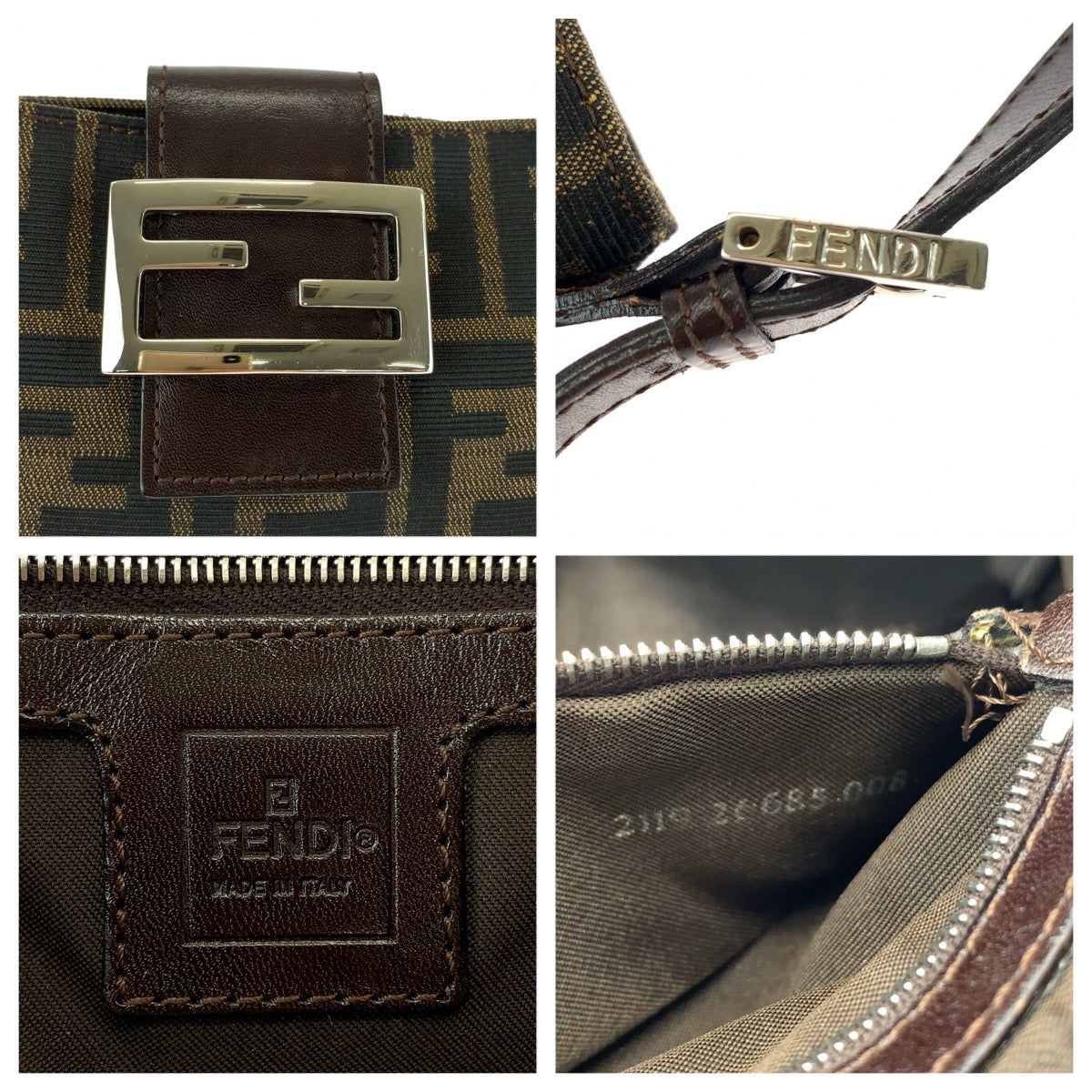 FENDI フェンディ ヴィンテージ ズッカ ブラウン シルバー金具 キャンバス / レザー 26685 ショルダーバッグ レディース ABP92
