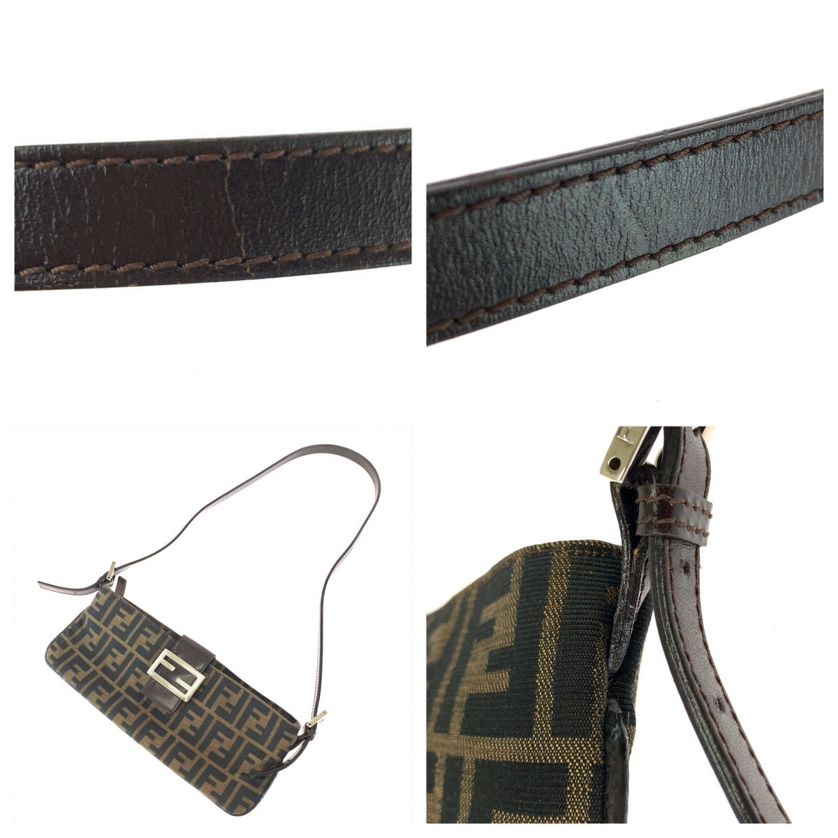 FENDI フェンディ ヴィンテージ ズッカ ブラウン シルバー金具 キャンバス / レザー 26685 ショルダーバッグ レディース ABP92
