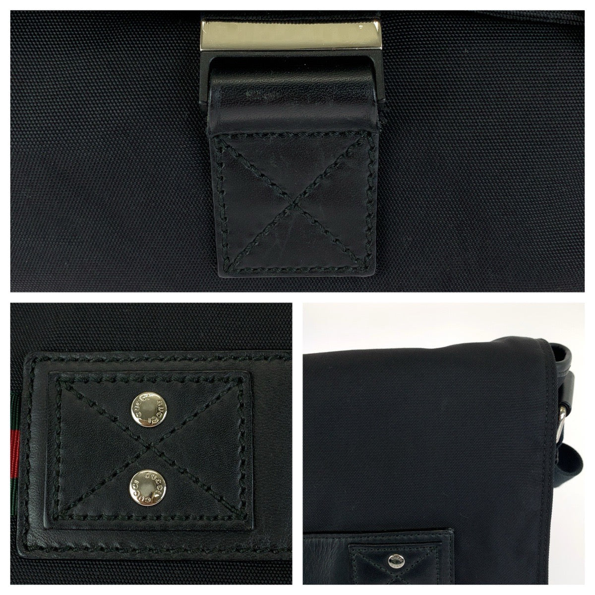 GUCCI グッチ シェリーライン ブラック 黒 シルバー金具 ナイロン / レザー 246067 ショルダーバッグ メッセンジャーバッグ メンズ AB46