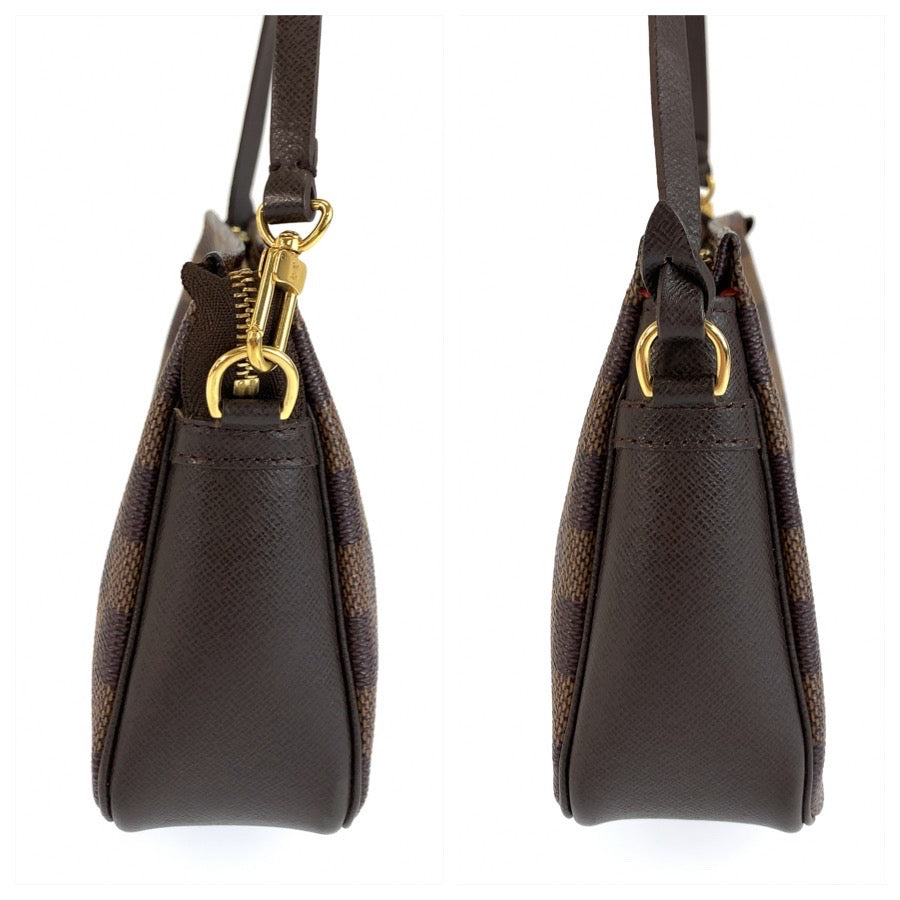 LOUIS VUITTON ルイヴィトン ダミエ トゥルース メイクアップ ブラウン ゴールド金具 PVC N51982 ハンドバッグ アクセサリーポーチ レディース AB56