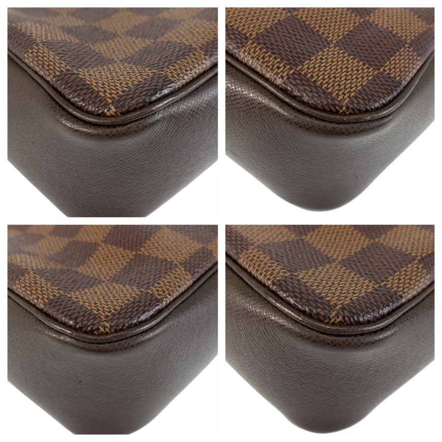 LOUIS VUITTON ルイヴィトン ダミエ トゥルース メイクアップ ブラウン ゴールド金具 PVC N51982 ハンドバッグ アクセサリーポーチ レディース AB56