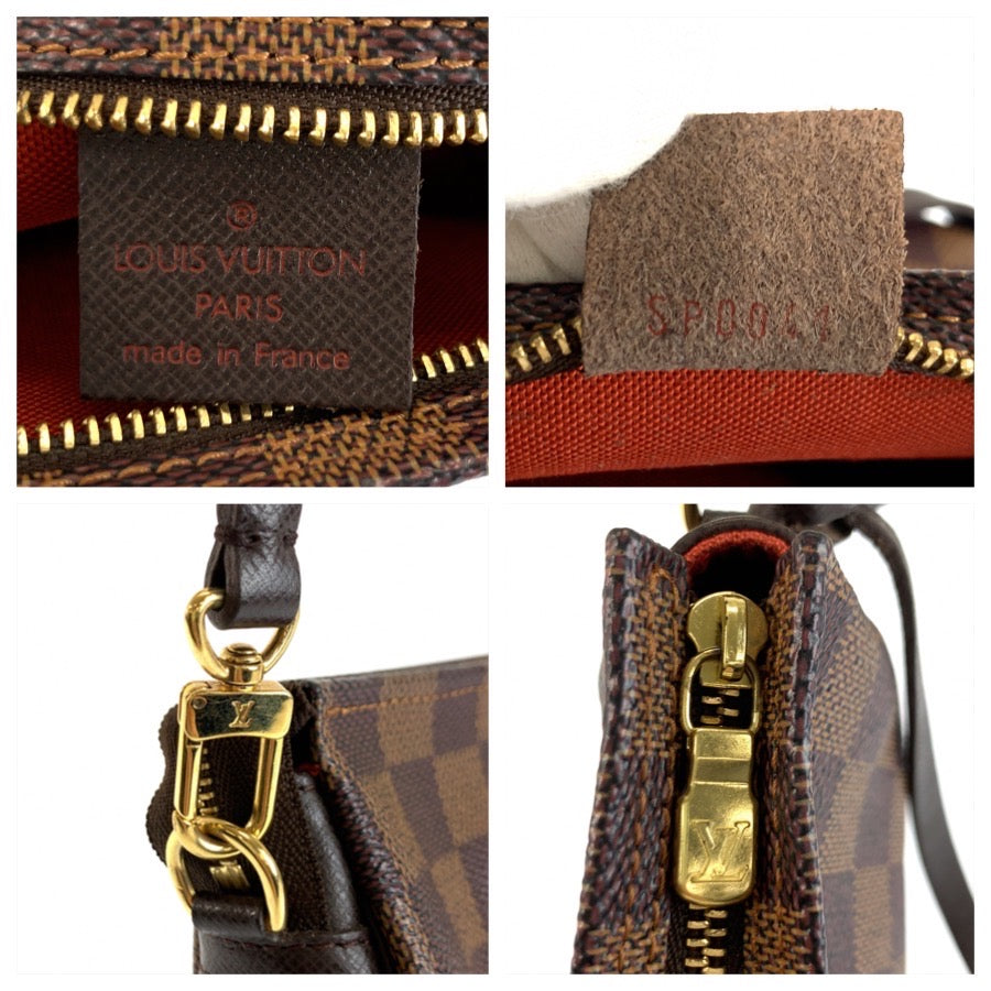 LOUIS VUITTON ルイヴィトン ダミエ トゥルース メイクアップ ブラウン ゴールド金具 PVC N51982 ハンドバッグ アクセサリーポーチ レディース AB56