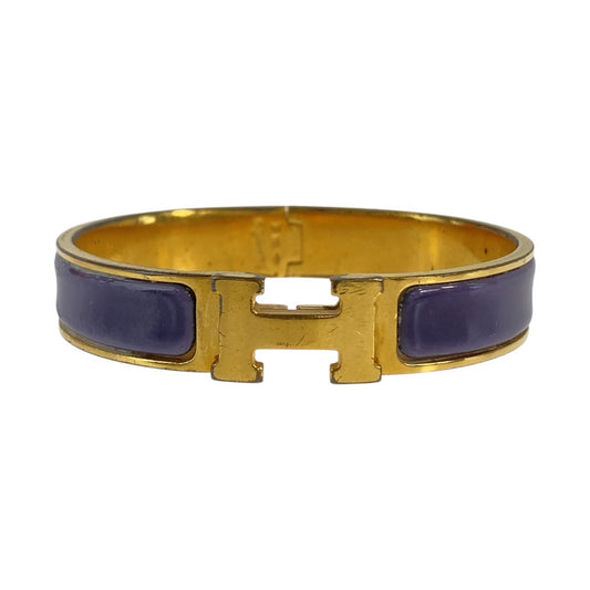 HERMES エルメス アネモネ クリックH パープル ゴールド金具 エナメル / メタル バングル ブレスレット □E刻印 レディース B50