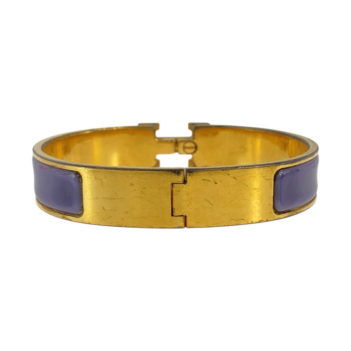HERMES エルメス アネモネ クリックH パープル ゴールド金具 エナメル / メタル バングル ブレスレット □E刻印 レディース B50