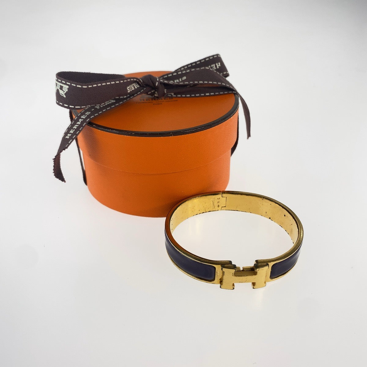 HERMES エルメス アネモネ クリックH パープル ゴールド金具 エナメル / メタル バングル ブレスレット □E刻印 レディース B50