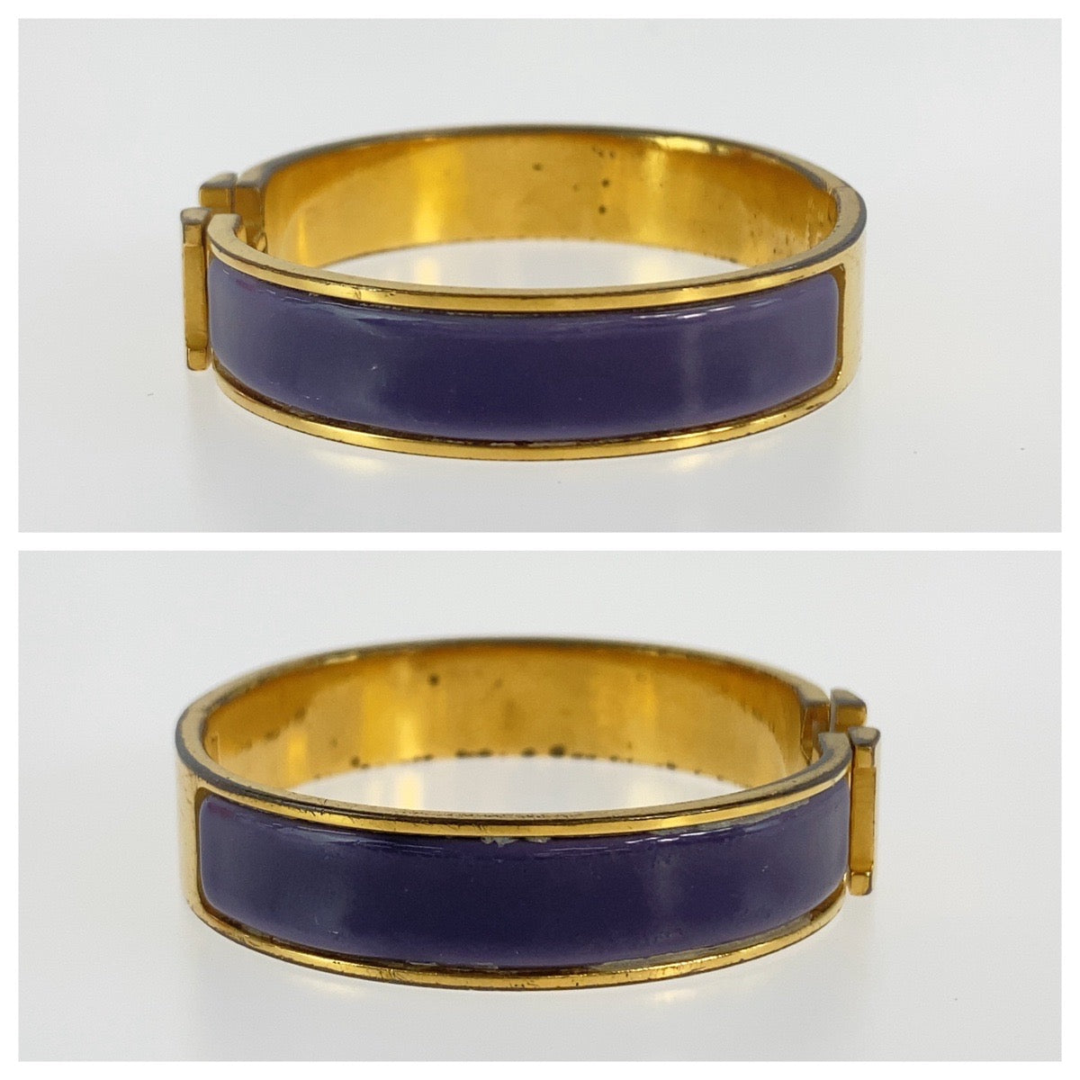 HERMES エルメス アネモネ クリックH パープル ゴールド金具 エナメル / メタル バングル ブレスレット □E刻印 レディース B50