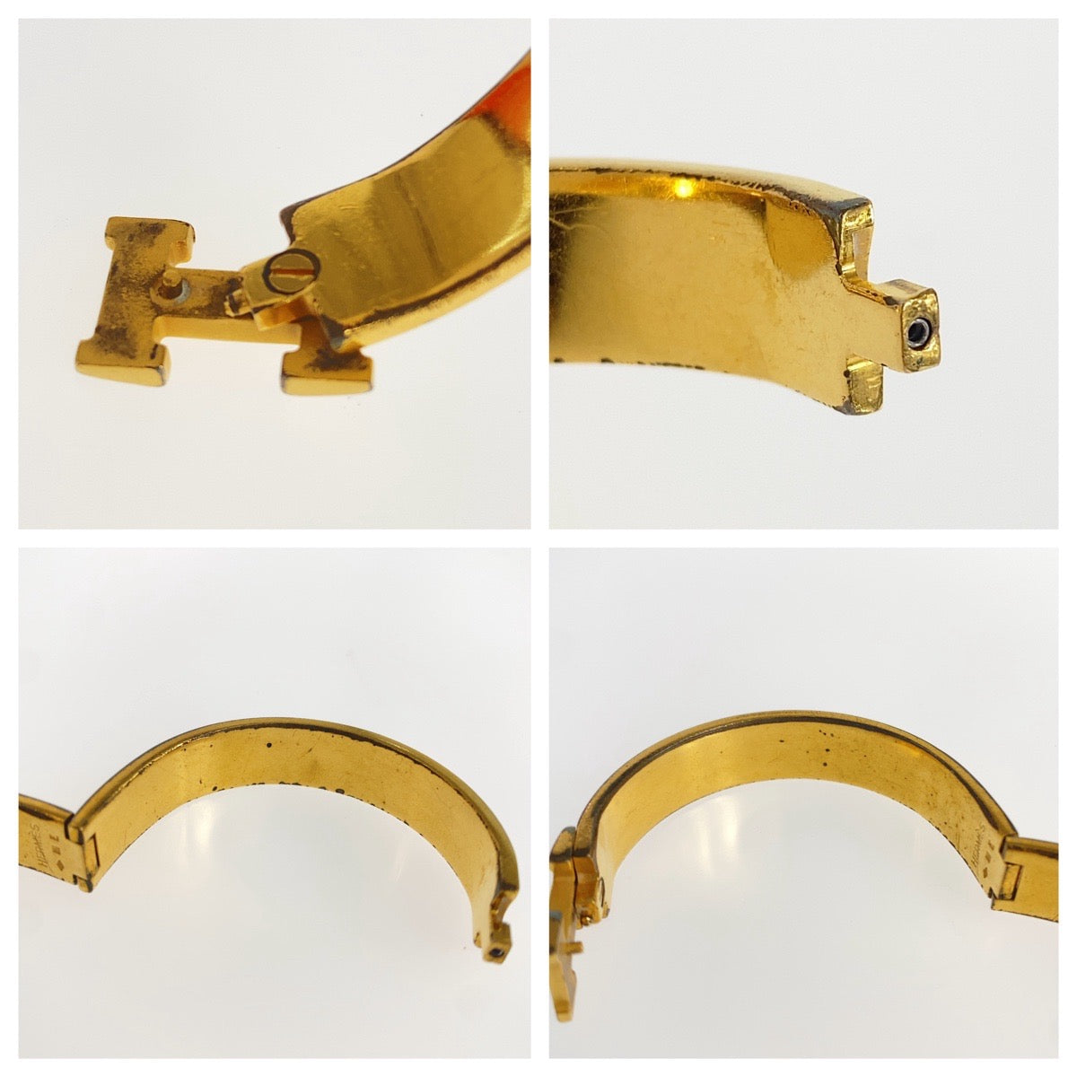 HERMES エルメス アネモネ クリックH パープル ゴールド金具 エナメル / メタル バングル ブレスレット □E刻印 レディース B50