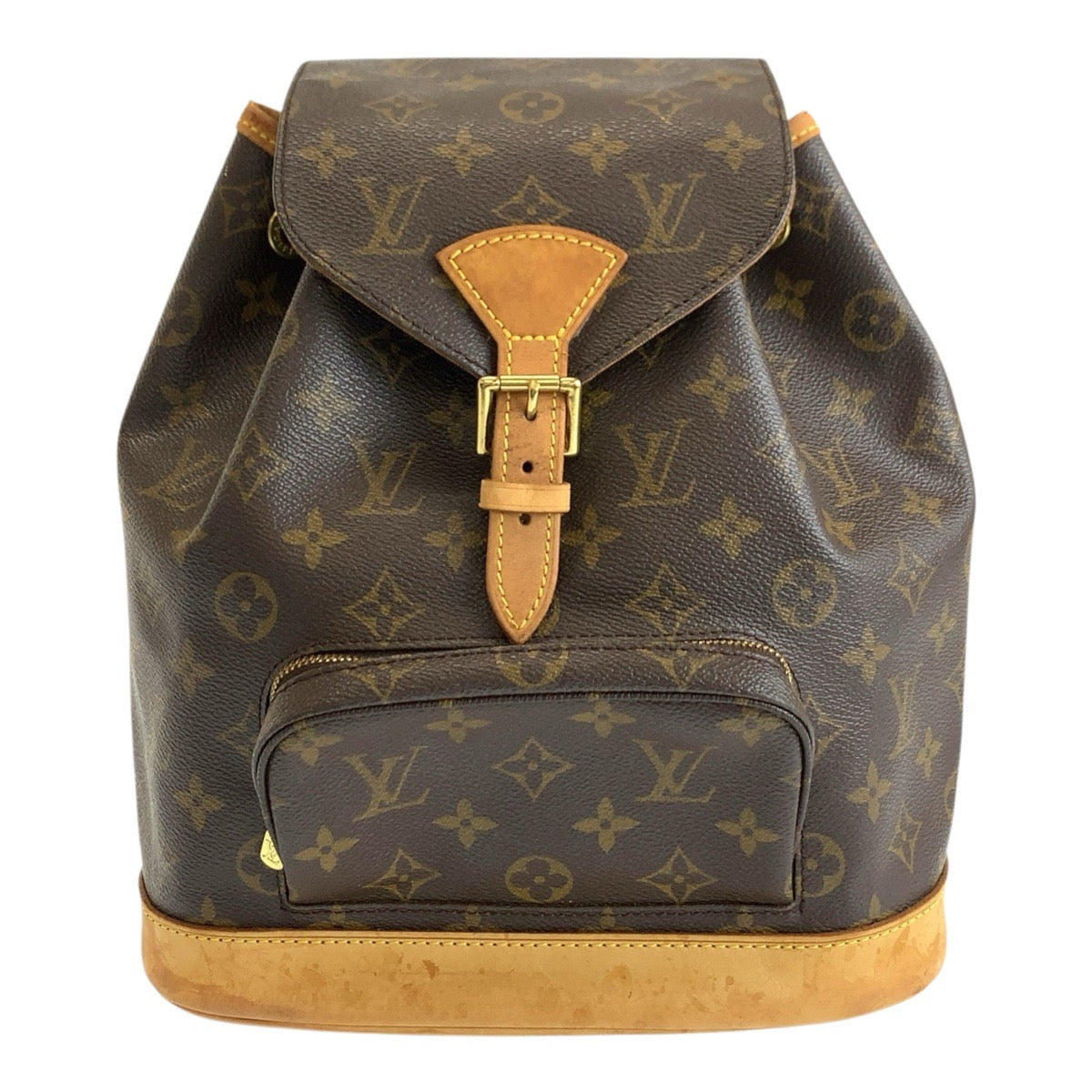 LOUIS VUITTON ルイヴィトン モノグラム モンスリMM ブラウン ゴールド金具 PVC / レザー M51136 リュックサック バックパック レディース B65