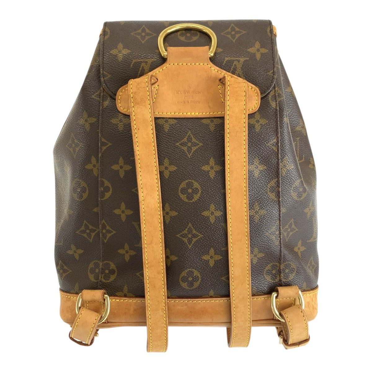 LOUIS VUITTON ルイヴィトン モノグラム モンスリMM ブラウン ゴールド金具 PVC / レザー M51136 リュックサック バックパック レディース B65