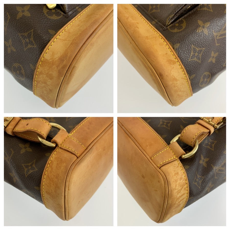 LOUIS VUITTON ルイヴィトン モノグラム モンスリMM ブラウン ゴールド金具 PVC / レザー M51136 リュックサック バックパック レディース B65
