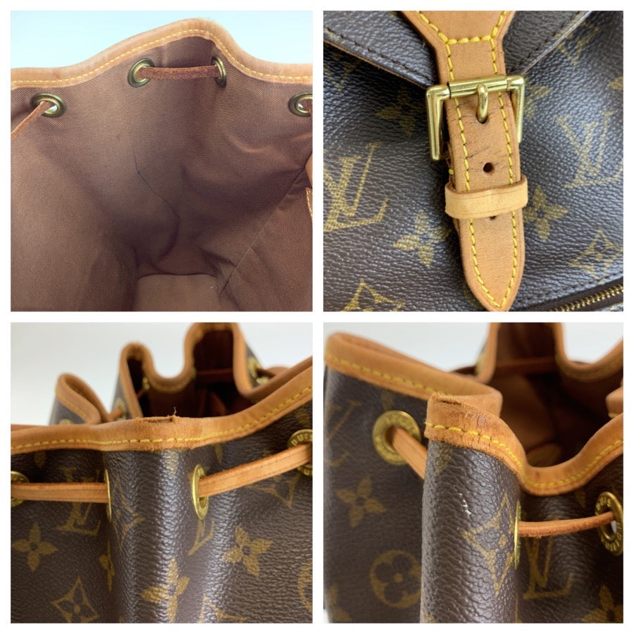 LOUIS VUITTON ルイヴィトン モノグラム モンスリMM ブラウン ゴールド金具 PVC / レザー M51136 リュックサック バックパック レディース B65