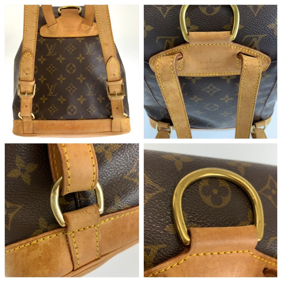 LOUIS VUITTON ルイヴィトン モノグラム モンスリMM ブラウン ゴールド金具 PVC / レザー M51136 リュックサック バックパック レディース B65