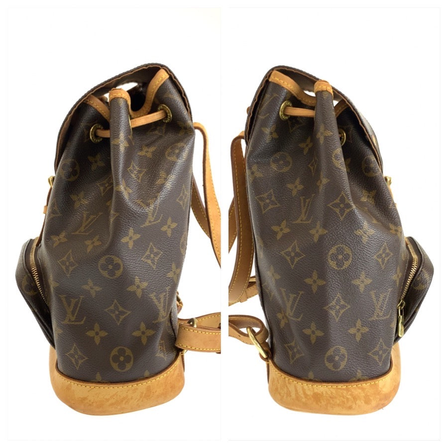 LOUIS VUITTON ルイヴィトン モノグラム モンスリMM ブラウン ゴールド金具 PVC / レザー M51136 リュックサック バックパック レディース B65