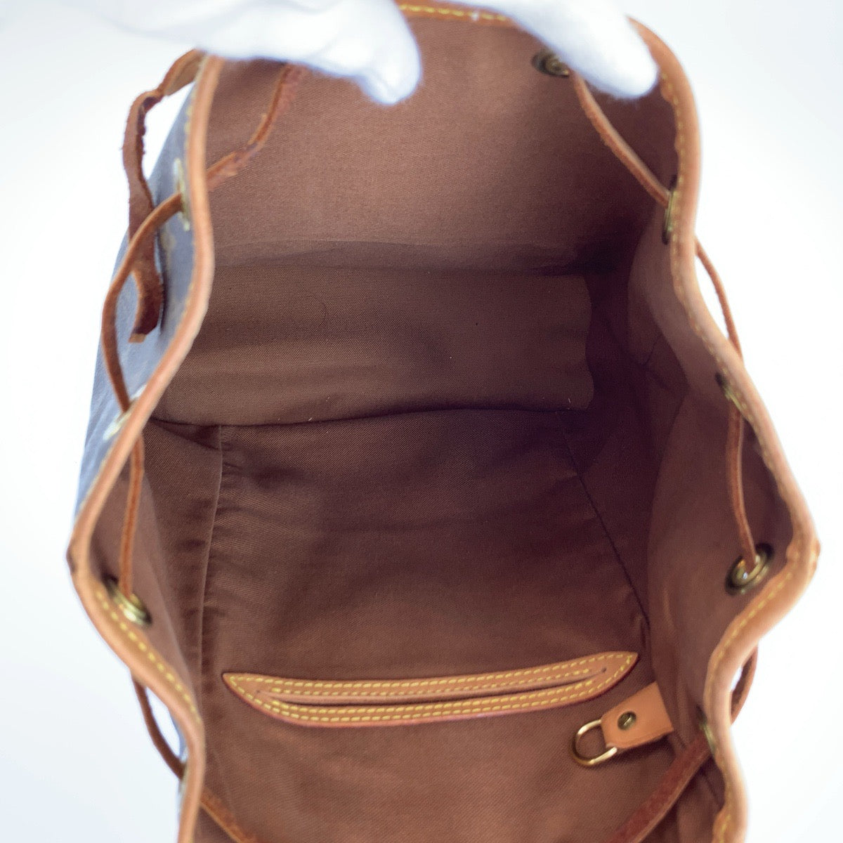 LOUIS VUITTON ルイヴィトン モノグラム モンスリMM ブラウン ゴールド金具 PVC / レザー M51136 リュックサック バックパック レディース B65