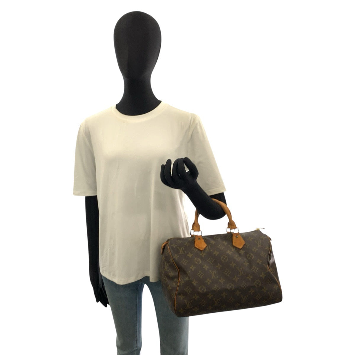 LOUIS VUITTON ルイヴィトン モノグラム スピーディ30 ブラウン ゴールド金具 PVC M41526 ハンドバッグ ミニボストンバッグ レディース BC56