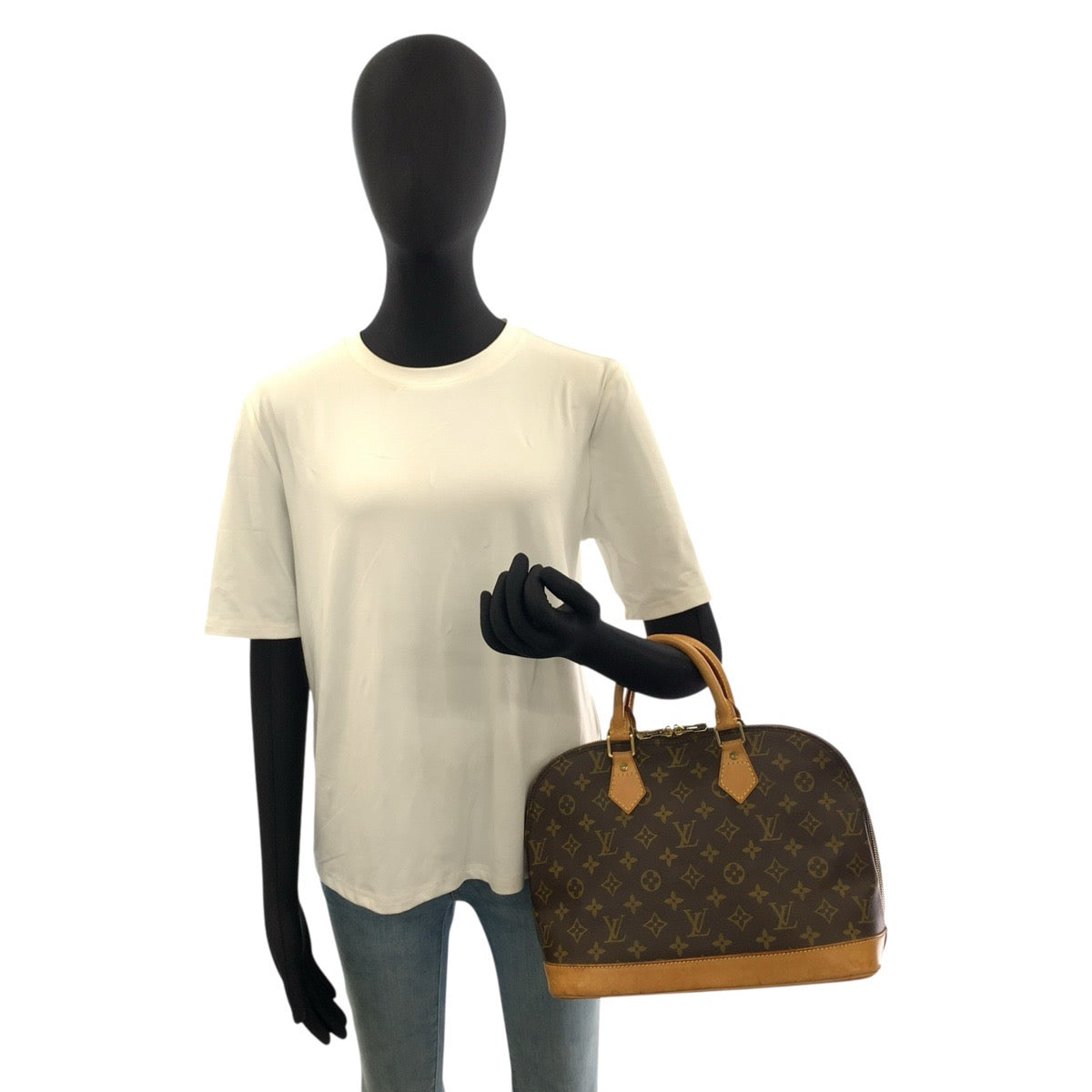 LOUIS VUITTON ルイヴィトン モノグラム アルマ ブラウン ゴールド金具 PVC / レザー M51130 ハンドバッグ レディース B57