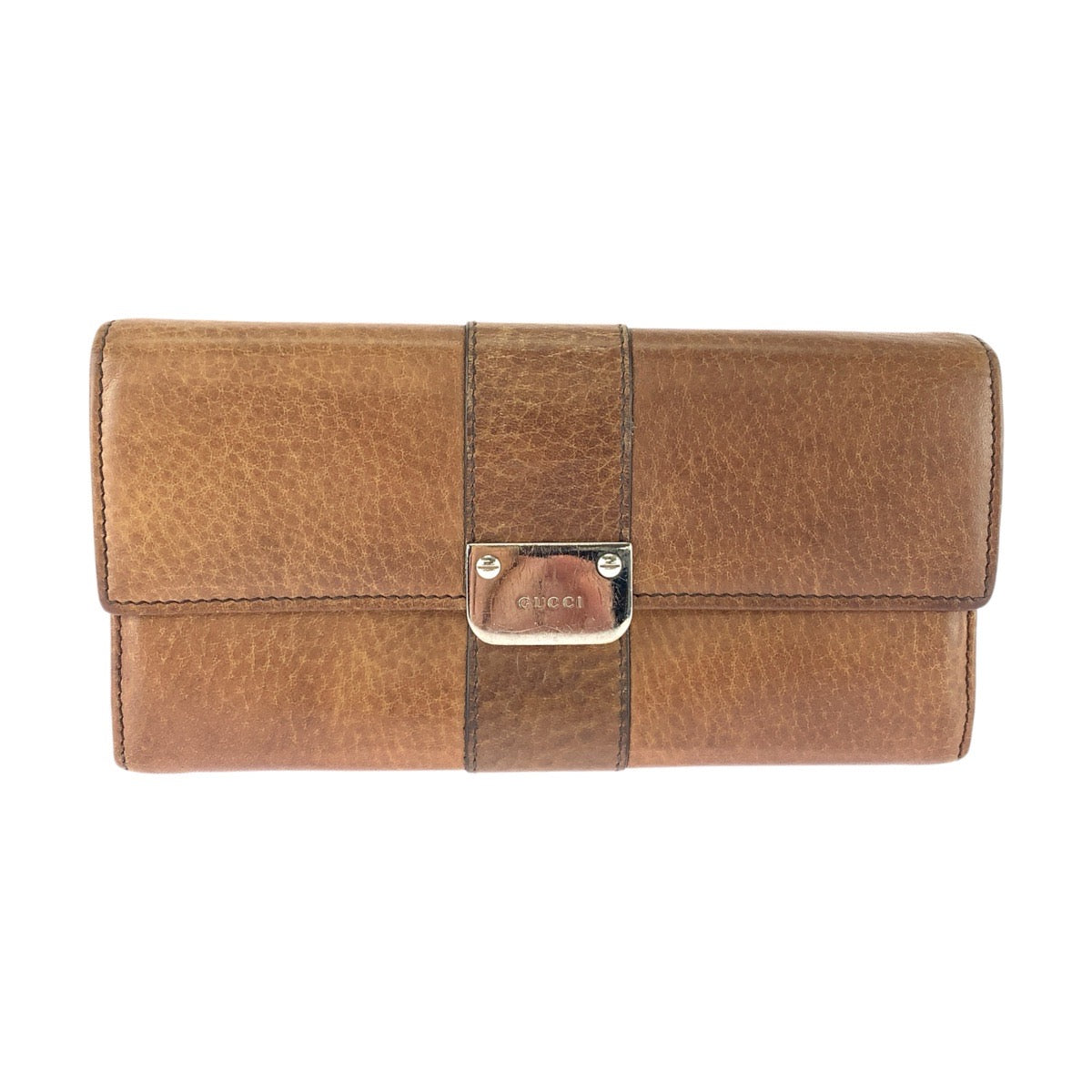 GUCCI グッチ グッチシマ ブラウン シルバー金具 レザー 233028 長財布 ロングウォレット レディース B18