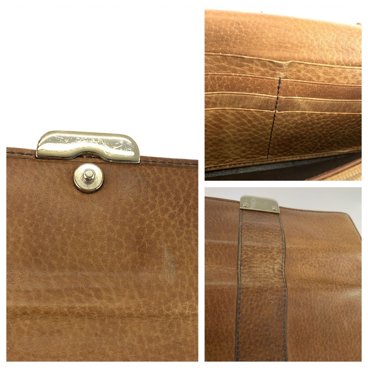GUCCI グッチ グッチシマ ブラウン シルバー金具 レザー 233028 長財布 ロングウォレット レディース B18