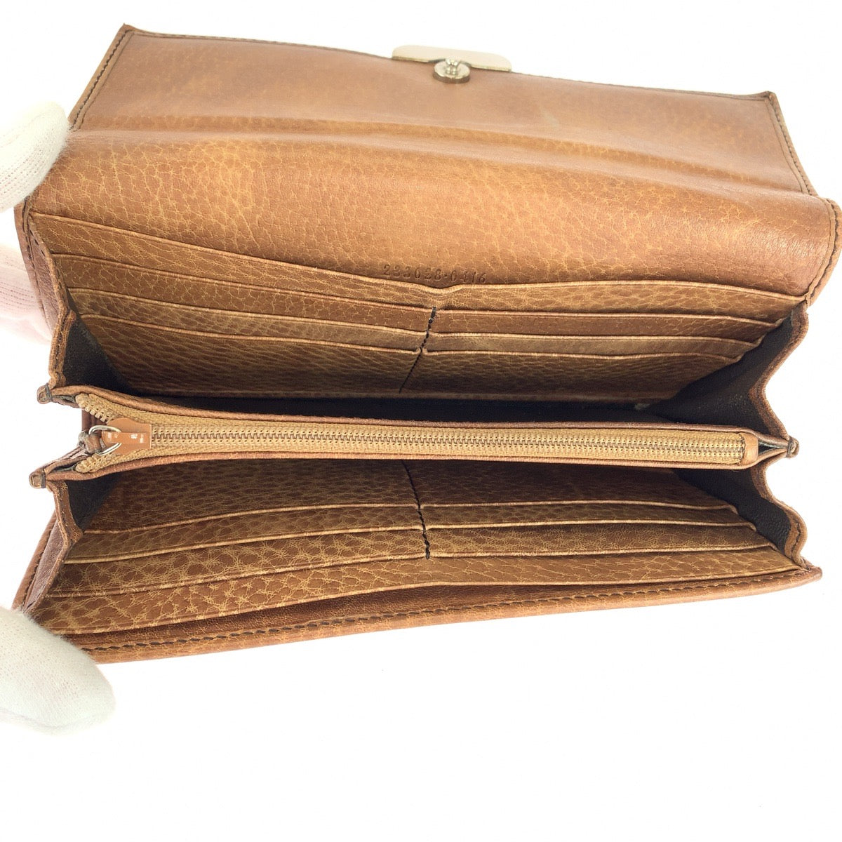 GUCCI グッチ グッチシマ ブラウン シルバー金具 レザー 233028 長財布 ロングウォレット レディース B18