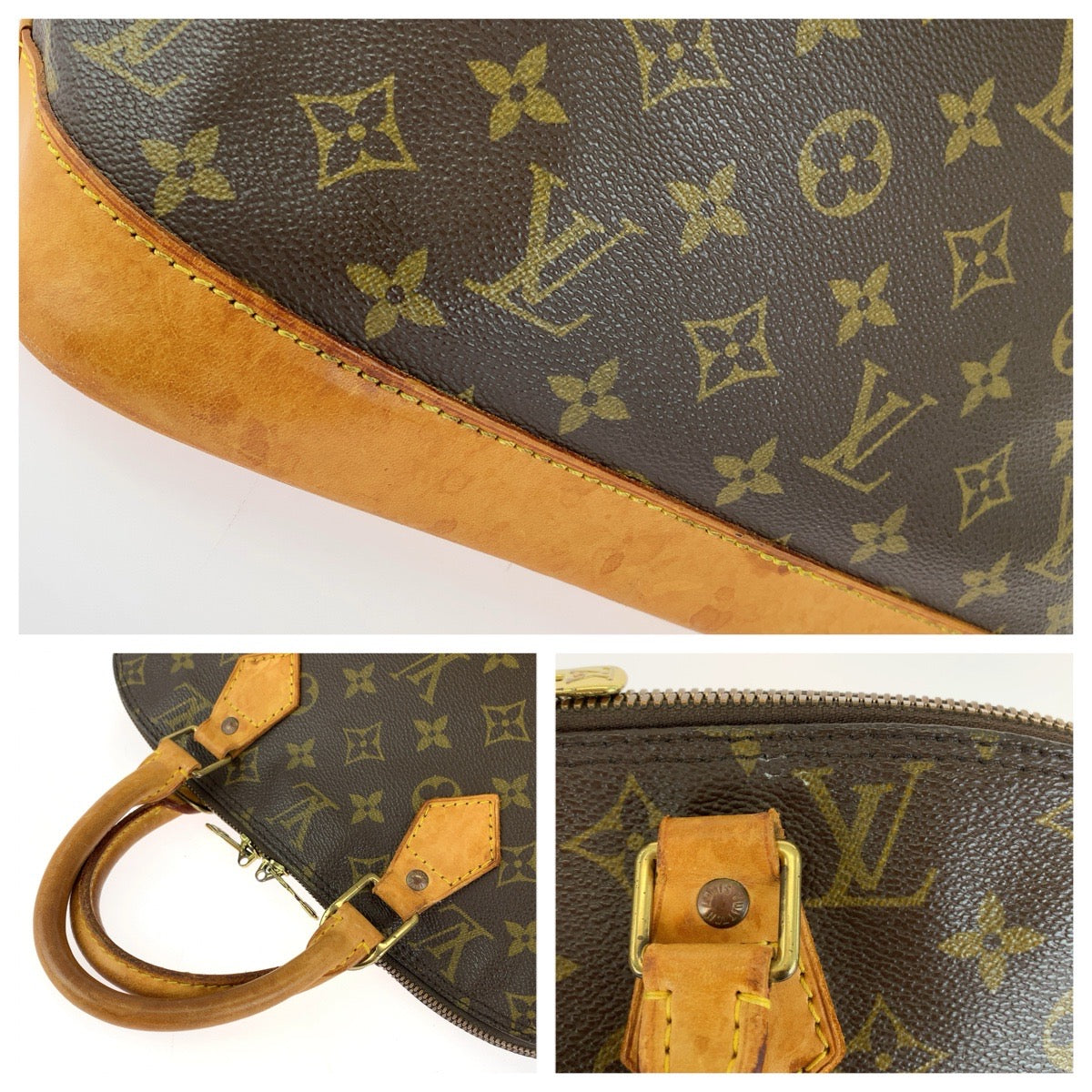 LOUIS VUITTON ルイヴィトン モノグラム アルマ ブラウン ゴールド金具 PVC / レザー M51130 ハンドバッグ レディース B54