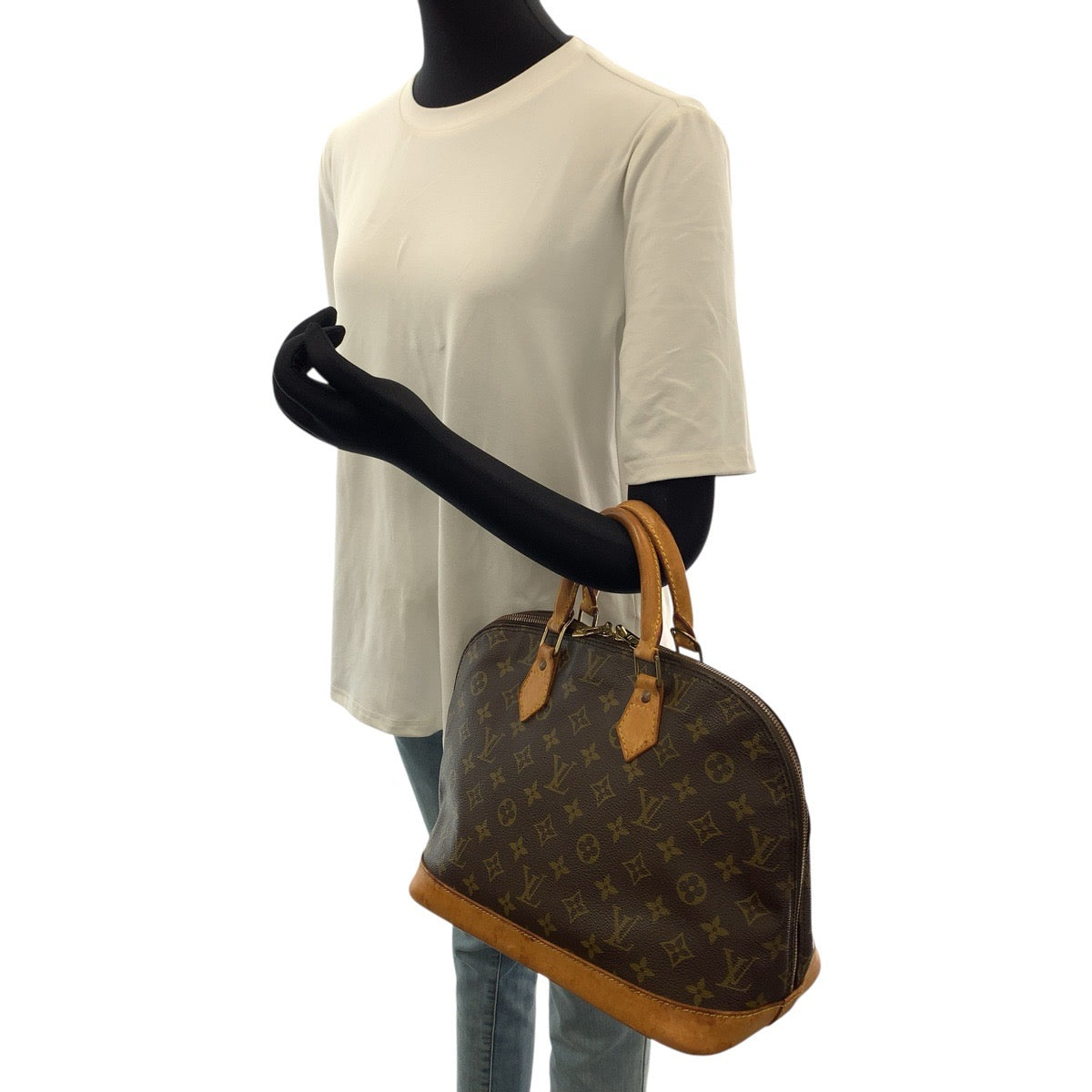LOUIS VUITTON ルイヴィトン モノグラム アルマ ブラウン ゴールド金具 PVC / レザー M51130 ハンドバッグ レディース B54