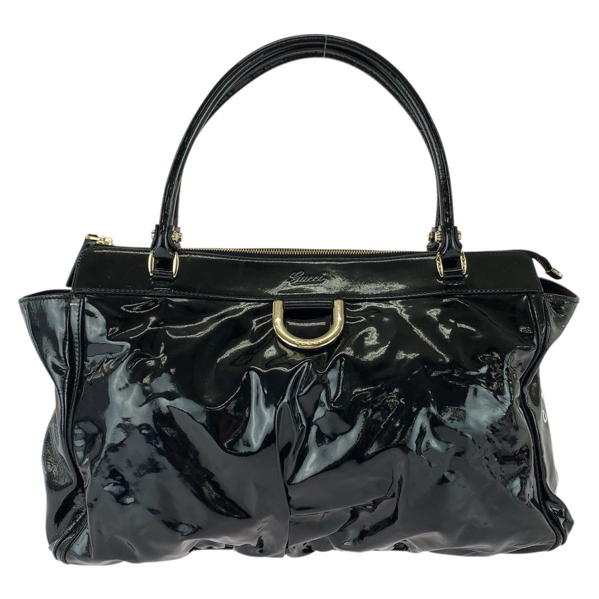 GUCCI グッチ アビー ブラック 黒 ゴールド金具 エナメル 190248 トートバッグ ハンドバッグ レディース B26