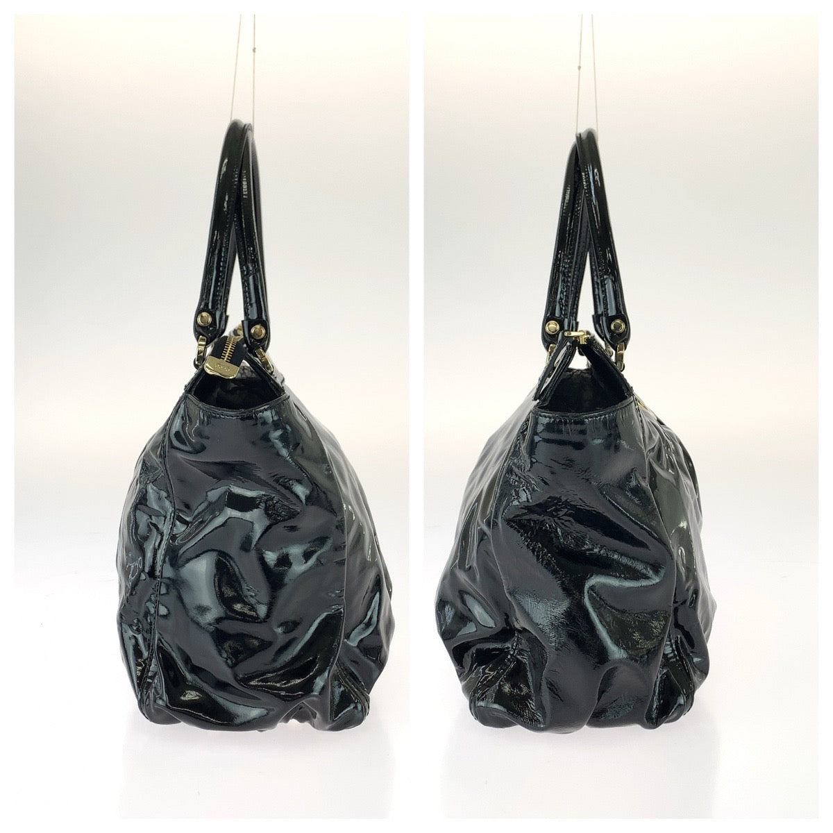 GUCCI グッチ アビー ブラック 黒 ゴールド金具 エナメル 190248 トートバッグ ハンドバッグ レディース B26
