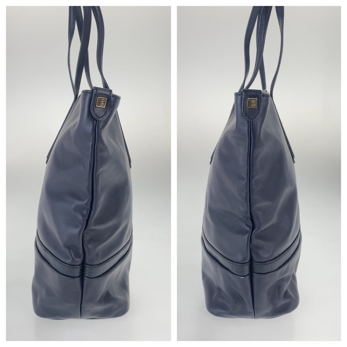 BALLY バリー ネイビー ゴールド金具 レザー トートバッグ ショルダーバッグ 男女兼用 レディース ABP21