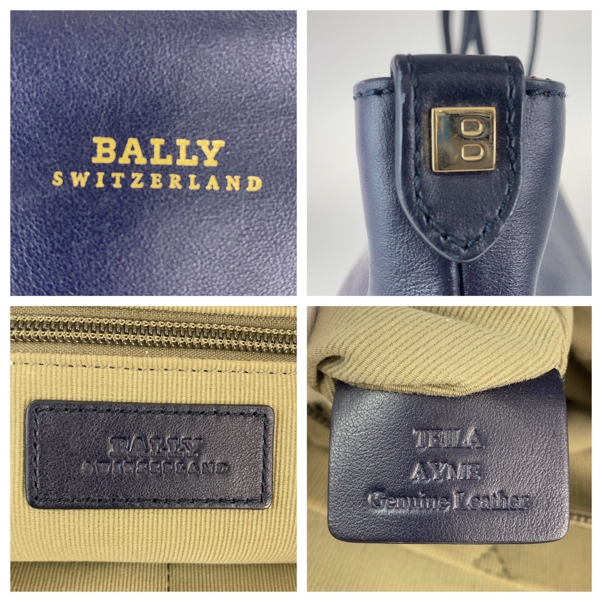 BALLY バリー ネイビー ゴールド金具 レザー トートバッグ ショルダーバッグ 男女兼用 レディース ABP21