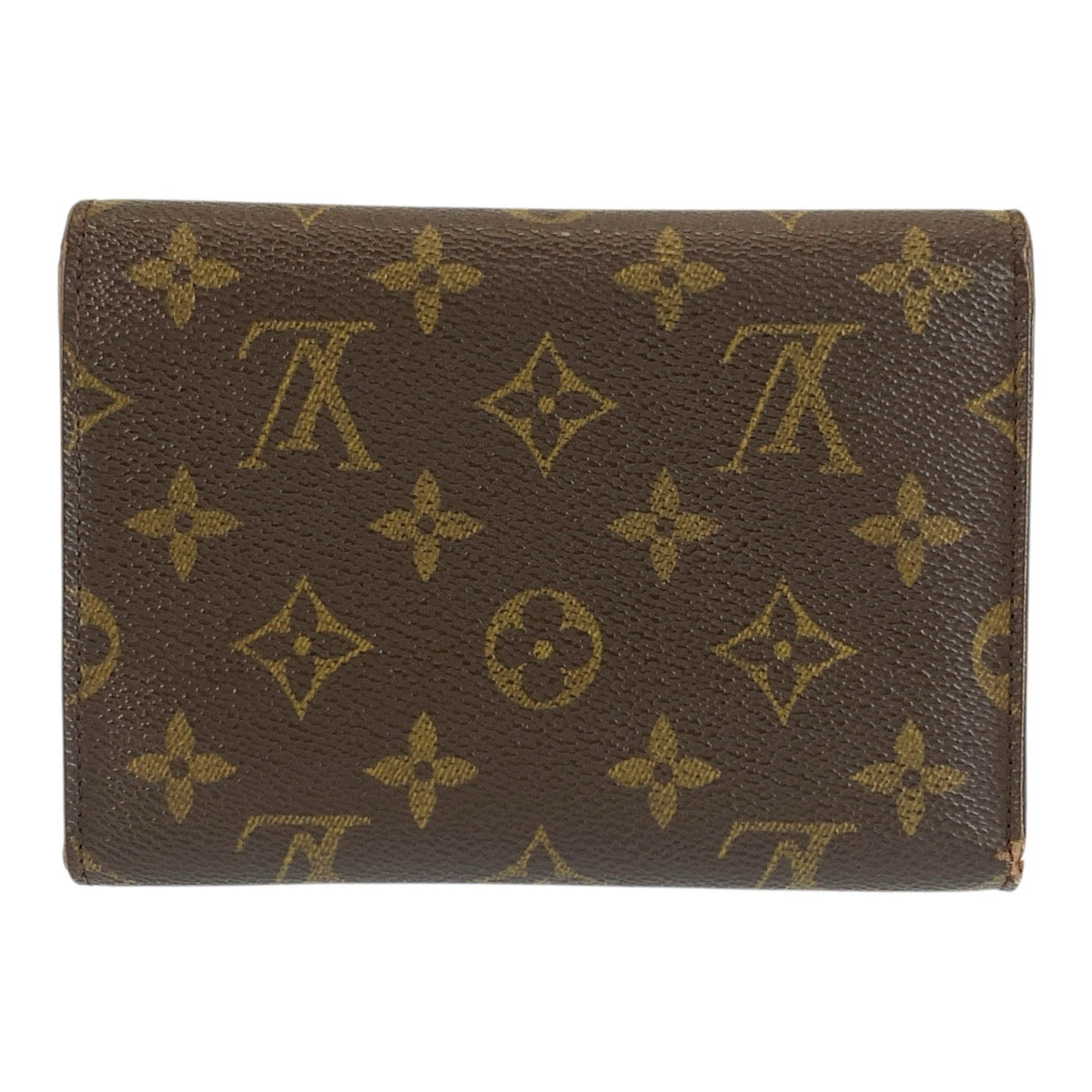 LOUIS VUITTON ルイヴィトン モノグラム ポルトトレゾール エテュイ パピエ ブラウン ゴールド金具 PVC M61202 三つ折り 折財布 レディース AB31