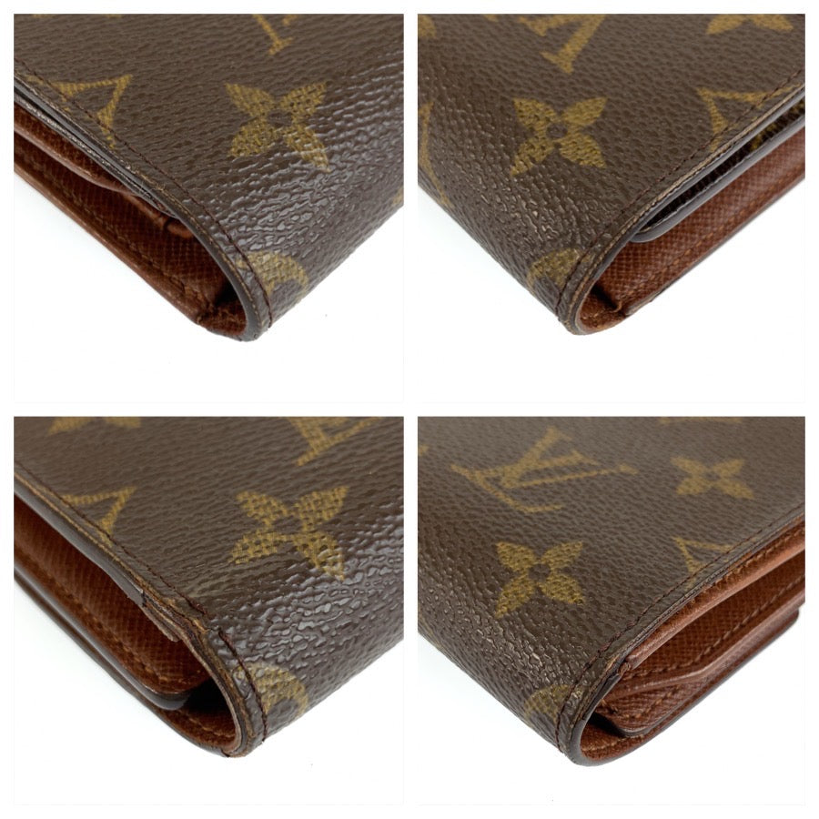 LOUIS VUITTON ルイヴィトン モノグラム ポルトトレゾール エテュイ パピエ ブラウン ゴールド金具 PVC M61202 三つ折り 折財布 レディース AB31