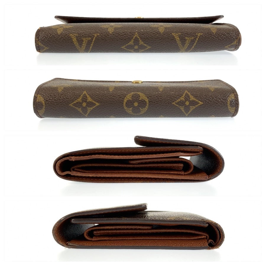 LOUIS VUITTON ルイヴィトン モノグラム ポルトトレゾール エテュイ パピエ ブラウン ゴールド金具 PVC M61202 三つ折り 折財布 レディース AB31