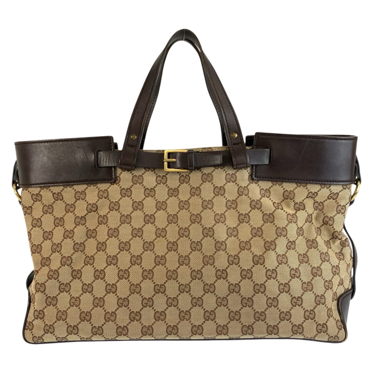 GUCCI グッチ ブラウン ベージュ ゴールド金具 GGキャンバス / レザー 106251 トートバッグ ハンドバッグ レディース B35
