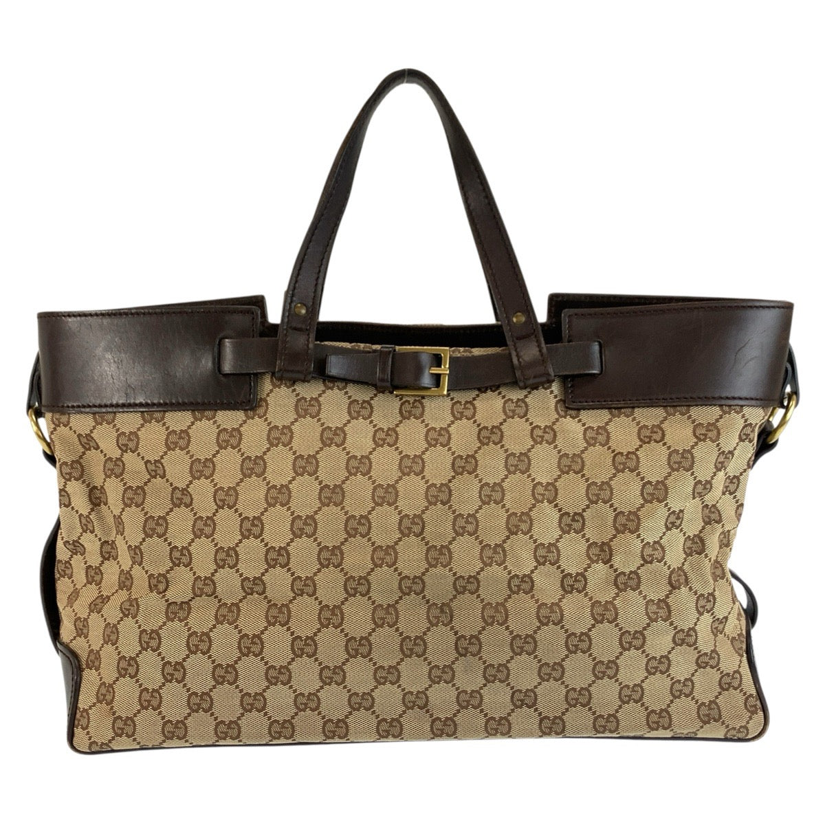 GUCCI グッチ ブラウン ベージュ ゴールド金具 GGキャンバス / レザー 106251 トートバッグ ハンドバッグ レディース B35