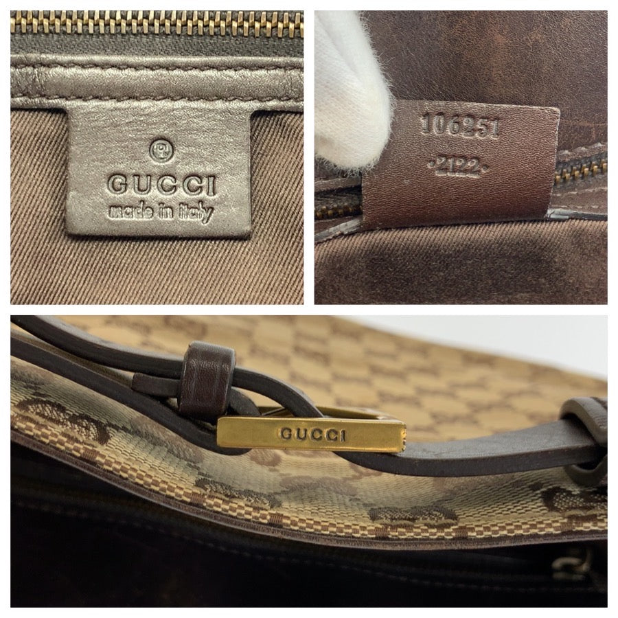 GUCCI グッチ ブラウン ベージュ ゴールド金具 GGキャンバス / レザー 106251 トートバッグ ハンドバッグ レディース B35