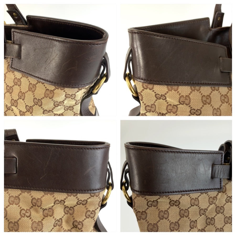 GUCCI グッチ ブラウン ベージュ ゴールド金具 GGキャンバス / レザー 106251 トートバッグ ハンドバッグ レディース B35